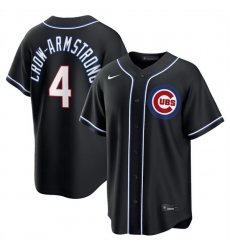 Men Chicago Cubs 4 Pete Crow Armstrong 2026 Fashion Replica Black Out Stitched Baseball Jersey Men Chicago Cubs 4 Pete Crow Armstrong 2026 Fashion Replica Black Out Stitched Baseball Jersey