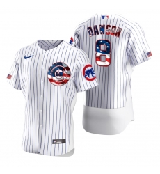 Men Chicago Cubs 8 Andre Dawson Men Nike White Fluttering USA Flag Limited Edition Flex Base MLB Jersey