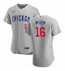 Men's Chicago Cubs #16 Patrick Wisdom Gray Flex Base Stitched Jersey