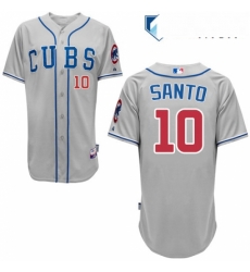 Mens Majestic Chicago Cubs 10 Ron Santo Replica Grey Alternate Road Cool Base MLB Jersey