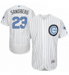 Mens Majestic Chicago Cubs 23 Ryne Sandberg Authentic White 2016 Fathers Day Fashion Flex Base MLB Jersey