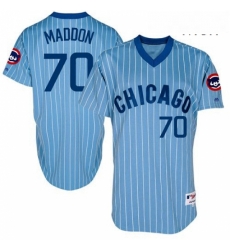 Mens Majestic Chicago Cubs 70 Joe Maddon Authentic Blue Cooperstown Throwback MLB Jersey