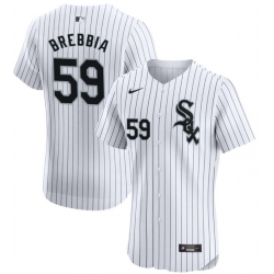 Men Chicago White Sox 59 John Brebbia White Elite Stitched Baseball Jersey