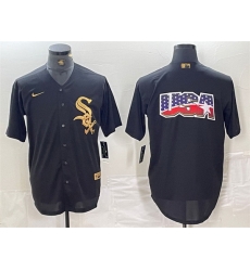 Men Chicago White Sox Black Team Big Logo Cool Base Stitched Jersey 2