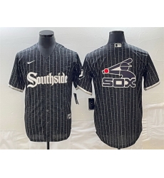 Men Chicago White Sox Black Team Big Logo Cool Base Stitched Jersey