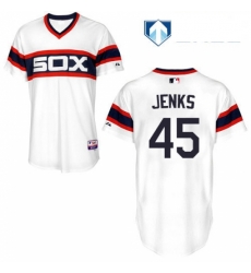 Mens Majestic Chicago White Sox 45 Bobby Jenks White Alternate Flex Base Authentic Collection MLB Jersey