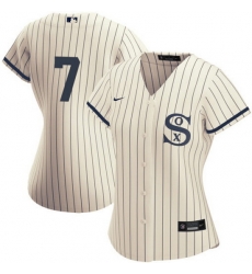 Women Chicago White Sox 7 Tim Anderson 2021 Cream Navy Name 26Number Field Of Dreams Cool Base Stitched Jersey