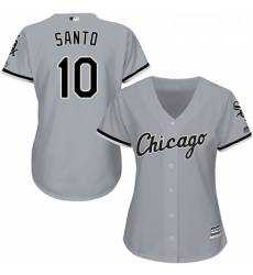 Womens Majestic Chicago White Sox 10 Ron Santo Replica Grey Road Cool Base MLB Jersey