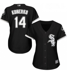 Womens Majestic Chicago White Sox 14 Paul Konerko Authentic Black Alternate Home Cool Base MLB Jersey