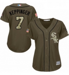 Womens Majestic Chicago White Sox 7 Jeff Keppinger Replica Green Salute to Service MLB Jersey