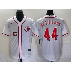 Men Cincinnati Reds 44 Elly De La Cruz White Cool Base Stitched Baseball Jersey