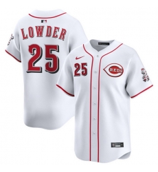 Men Cincinnati Reds Nike White Home Limited Custom Jersey Lowder Rhett 25