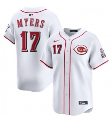 Men Cincinnati Reds Nike White Home Limited Custom Jersey Myers Dane 17