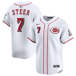 Men Cincinnati Reds Nike White Home Limited Custom Jersey Steer Spencer 7