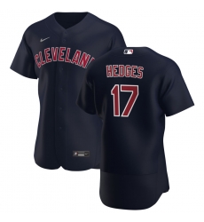 Men Cleveland Indians 17 Austin Hedges Men Nike Navy Alternate 2020 Flex Base Player MLB Jersey