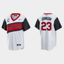 Men Cleveland Indians 23 Daniel Johnson Men Nike White 2021 Little League Class Game MLB Jersey