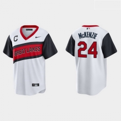 Men Cleveland Indians 24 Triston McKenzie Men Nike White 2021 Little League Class Game MLB Jersey