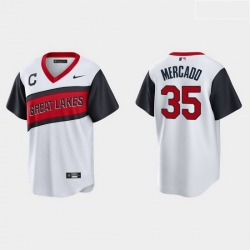 Men Cleveland Indians 35 Oscar Mercado Men Nike White 2021 Little League Class Game MLB Jersey