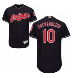 Mens Majestic Cleveland Indians 10 Edwin Encarnacion Navy Blue Flexbase Authentic Collection MLB Jersey