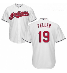 Mens Majestic Cleveland Indians 19 Bob Feller Replica White Home Cool Base MLB Jersey