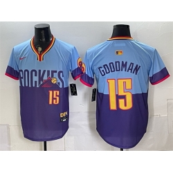 Men Colorado Rockies  15 Hunter Goodman Purple Light Blue 2025 City Connect Limited Stitched Baseball Jersey