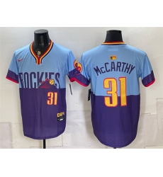 Men Colorado Rockies  31 Jake McCarthy Purple Light Blue 2025 City Connect Limited Stitched Baseball Jersey