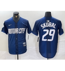 Men Detroit Tigers 29 Tarik Skubal 2024 Navy City Connect Cool Base Stitched Limited jerseys 2