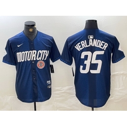 Men Detroit Tigers 35 Justin Verlander 2024 Navy City Connect Cool Base Limited jerseys 5