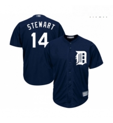 Mens Detroit Tigers 14 Christin Stewart Replica Navy Blue Alternate Cool Base Baseball Jersey 