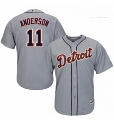 Mens Majestic Detroit Tigers 11 Sparky Anderson Replica Grey Road Cool Base MLB Jersey 