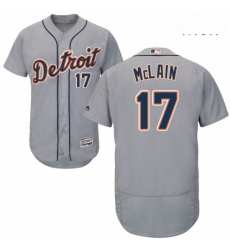 Mens Majestic Detroit Tigers 17 Denny Mclain Replica Grey Road Cool Base MLB Jersey