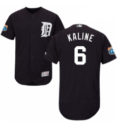 Mens Majestic Detroit Tigers 6 Al Kaline Navy Blue Alternate Flex Base Authentic Collection MLB Jersey