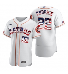 Men Houston Astros 22 Josh Reddick Men Nike White Fluttering USA Flag Limited Edition Flex Base MLB Jersey