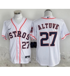 Men Houston Astros 27 Jose Altuve White 2024 Home Stitched Baseball Jersey