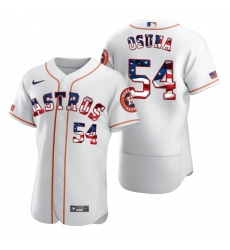 Men Houston Astros 54 Roberto Osuna Men Nike White Fluttering USA Flag Limited Edition Flex Base MLB Jersey