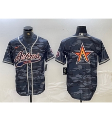 Men Houston Astros Gray Camo Team Big Logo With Patch Cool Base Stitched Baseball Jersey