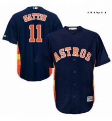 Mens Majestic Houston Astros 11 Evan Gattis Replica Navy Blue Alternate Cool Base MLB Jersey