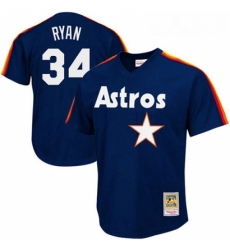 Mens Mitchell and Ness 1988 Houston Astros 34 Nolan Ryan Replica Navy Blue Throwback MLB Jersey