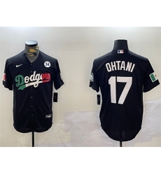 Men Los Angeles Dodgers 17 Shohei Ohtani Black Mexico 2024 World Series With No  34 Patch Cool Base Stitched Baseball Jersey