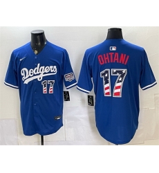 Men Los Angeles Dodgers  17 Shohei Ohtani Royal 250 Fourth of July Stitched Baseball Jersey