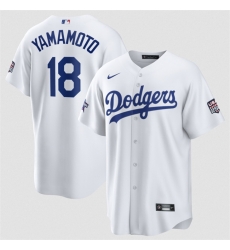 Men Los Angeles Dodgers  18 Yoshinobu Yamamoto White 2026 All Star Game   USA 250 Patch Stitched Baseball Jersey