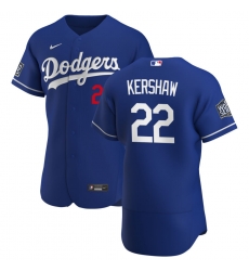 Men Los Angeles Dodgers 22 Clayton Kershaw Men Nike Royal Alternate 2020 World Series Bound Flex Base Player MLB Jersey