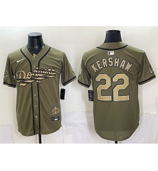 Men Los Angeles Dodgers  22 Clayton Kershaw Olive 2026 Armed Forces Day Stitched Baseball Jersey