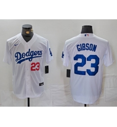 Men Los Angeles Dodgers 23 Kirk Gibson White Cool Base Stitched Baseball Jersey 1