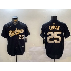 Men Los Angeles Dodgers 25 Tommy Edman Black Gold Limited Stitched Baseball Jersey