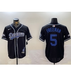 Men Los Angeles Dodgers 5 Freddie Freeman Black 2024 World Series Champions Limited Stitched Baseball Jersey