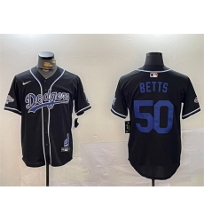 Men Los Angeles Dodgers 50 Mookie Betts Black 2024 World Series Champions Limited Stitched Baseball Jersey