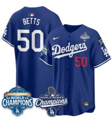 Men Los Angeles Dodgers 50 Mookie Betts Royal 2025 World Series Champions 26 Back to Back Champions With No 34 Patch Limited Stitched Baseball Jersey Men Los Angeles Dodgers 50 Mookie Betts Royal 2025 World Series Champions 26 Back to Back Champions With No 34 Patch Limited Stitched Baseball Jersey