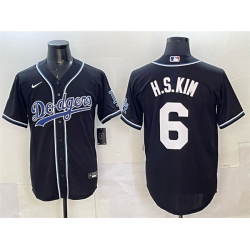 Men Los Angeles Dodgers 6 H S Kim Black Cool Base Stitched Baseball Jersey