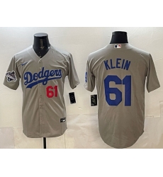 Men Los Angeles Dodgers 61 Will Klein Grey 2025 World Series Champions Patch Cool Base Stitched Baseball Jersey Men Los Angeles Dodgers 61 Will Klein Grey 2025 World Series Champions Patch Cool Base Stitched Baseball Jersey